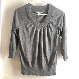 Gray Quarter Sleeve V-Neck Banana Republic Sweater
